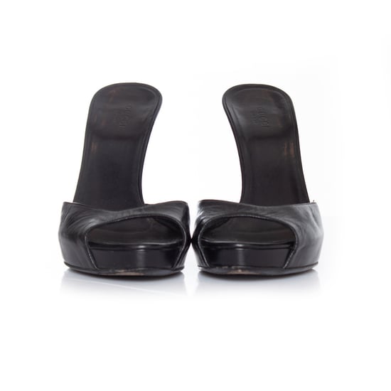 Schwarze Gucci-Leder-Mulesandalen mit Bambusabsatz - Image 4