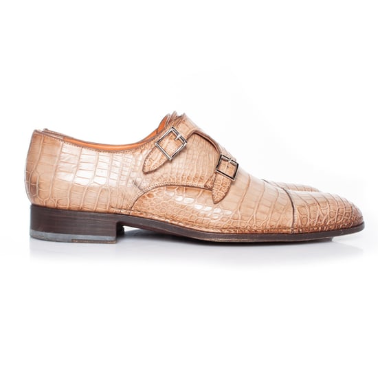 Santoni Double Monk Strap Schuh in braunem Alligatorleder - Image 5