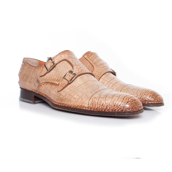Santoni Double Monk Strap Schuh in braunem Alligatorleder - Image 6