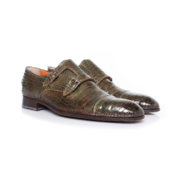 Santoni-Schuhe aus olivgrünem Alligatorleder - Image 4