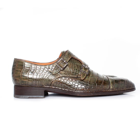 Santoni-Schuhe aus olivgrünem Alligatorleder - Image 5