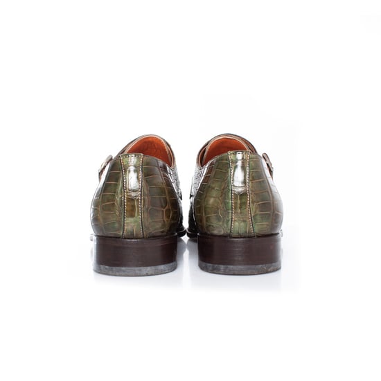 Santoni-Schuhe aus olivgrünem Alligatorleder - Image 6