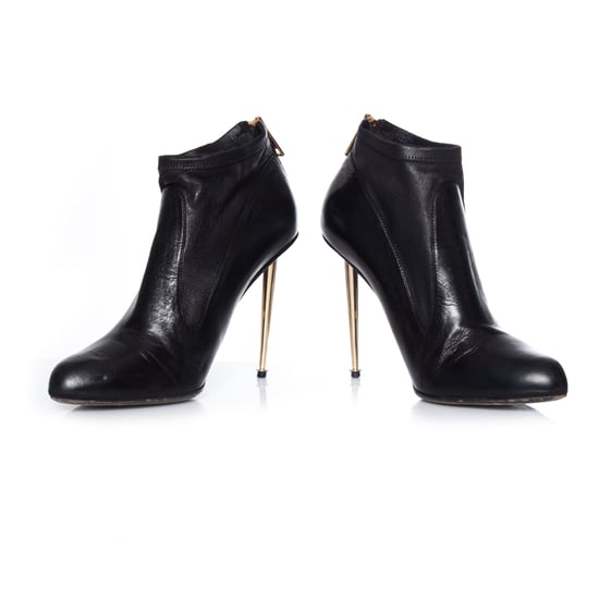 Tom Ford Stiefeletten mit schwarzem und goldenem Stilettoabsatz. - Image 4