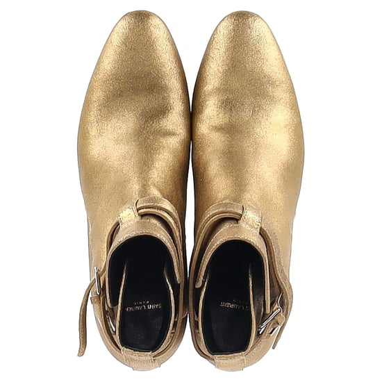 Saint Laurent Wyatt 40 Jodhpur-Stiefeletten aus goldenem Leder - Image 4