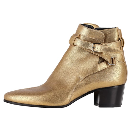 Saint Laurent Wyatt 40 Jodhpur-Stiefeletten aus goldenem Leder - Image 5