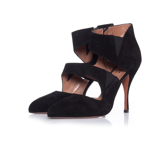 Schwarze Wildleder-Ankle-Boots von Azzedine Alaia mit geschwungenem Schaft. - Image 1