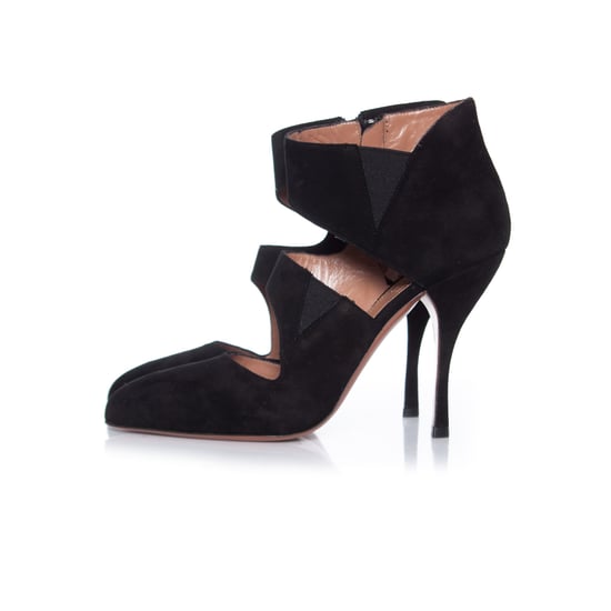 Schwarze Wildleder-Ankle-Boots von Azzedine Alaia mit geschwungenem Schaft. - Image 2
