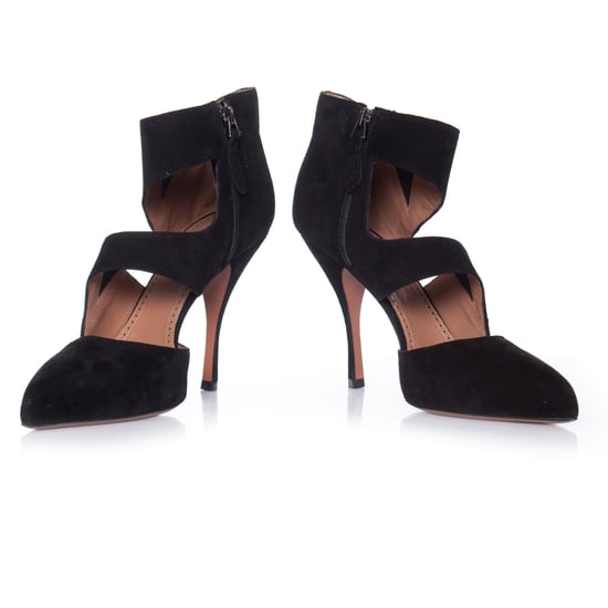 Schwarze Wildleder-Ankle-Boots von Azzedine Alaia mit geschwungenem Schaft. - Image 3