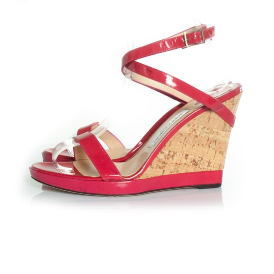 Jimmy Choo fuchsiafarbene Sandale mit Korkkeilabsatz - Image 2