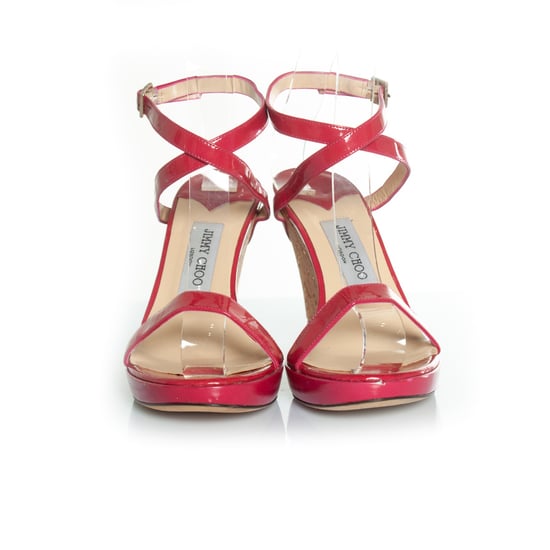 Jimmy Choo fuchsiafarbene Sandale mit Korkkeilabsatz - Image 3