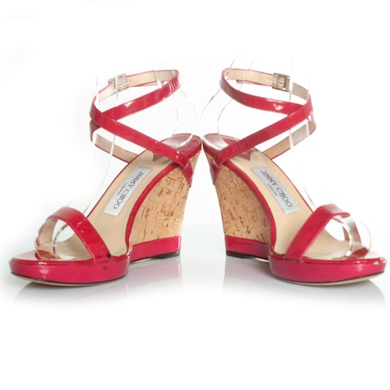 Jimmy Choo fuchsiafarbene Sandale mit Korkkeilabsatz - Image 5