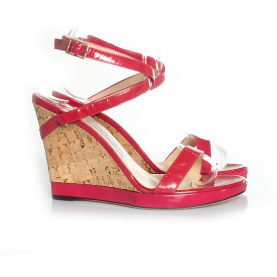 Jimmy Choo fuchsiafarbene Sandale mit Korkkeilabsatz - Image 6