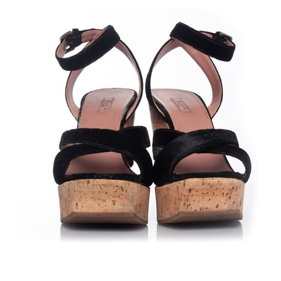 Alaïa Kork-Keilabsatz mit schwarzem Samt - Image 4
