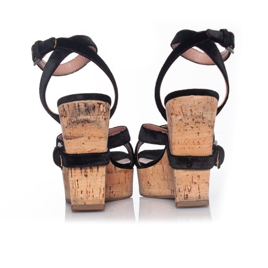 Alaïa Kork-Keilabsatz mit schwarzem Samt - Image 5