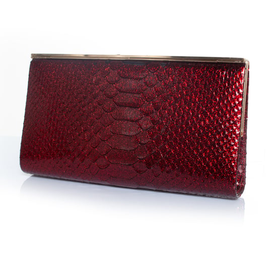 Jimmy Choo Clutch aus Pythonleder in Metallic-Rot - Image 2