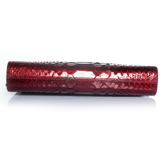 Jimmy Choo Clutch aus Pythonleder in Metallic-Rot - Image 4