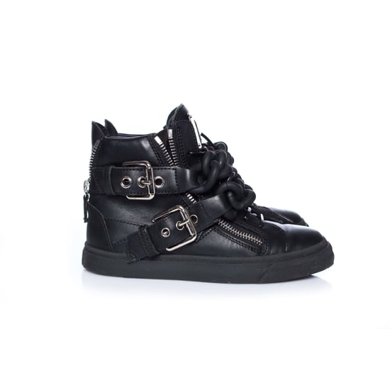 Giuseppe Zanotti Schwarze High-Top-Sneaker aus Leder mit doppelter Kette. - Image 4
