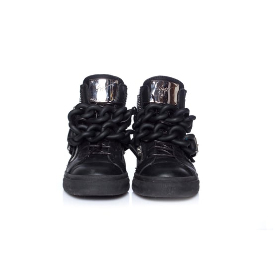 Giuseppe Zanotti Schwarze High-Top-Sneaker aus Leder mit doppelter Kette. - Image 5