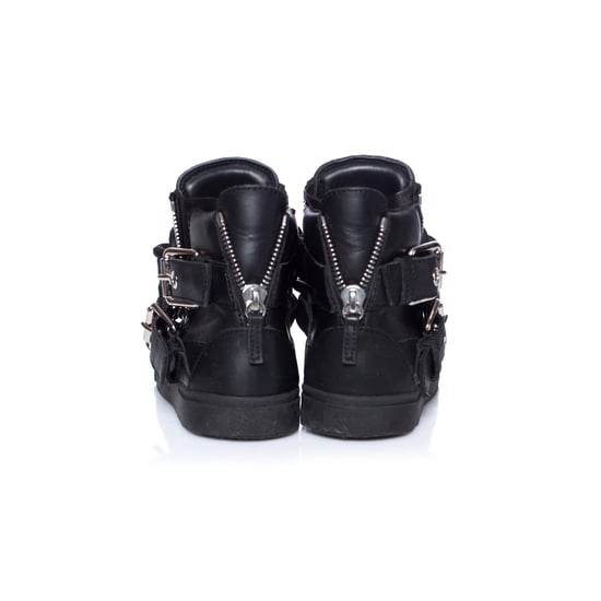 Giuseppe Zanotti Schwarze High-Top-Sneaker aus Leder mit doppelter Kette. - Image 6