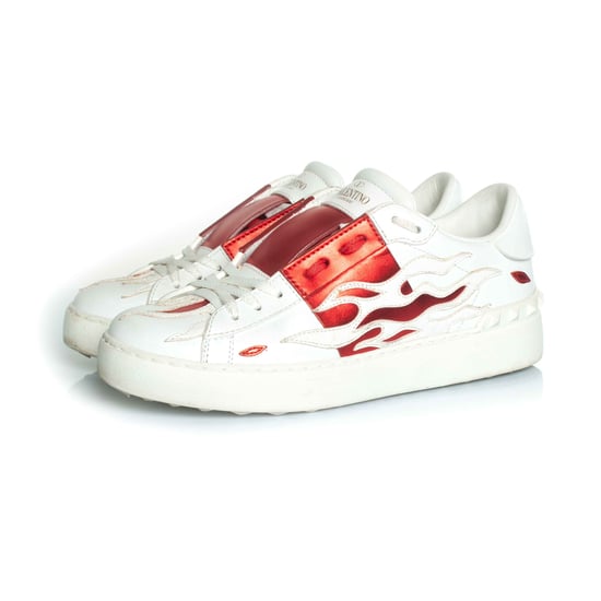 Valentino Garavani Kalbsleder Flame Rockstud Open Sneakers - Image 1