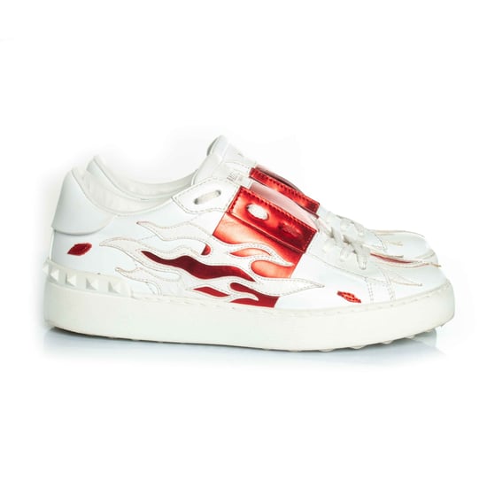 Valentino Garavani Kalbsleder Flame Rockstud Open Sneakers - Image 4