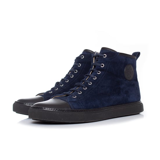 Hermes blaue Wildleder-Sneaker mit hohem Schaft - Image 1