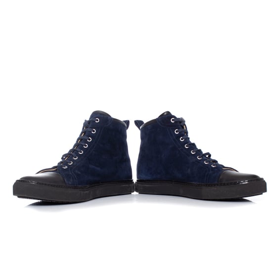 Hermes blaue Wildleder-Sneaker mit hohem Schaft - Image 4