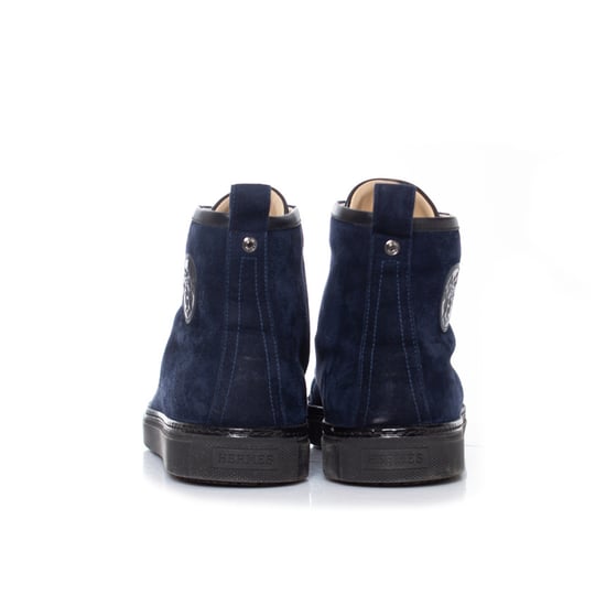 Hermes blaue Wildleder-Sneaker mit hohem Schaft - Image 6