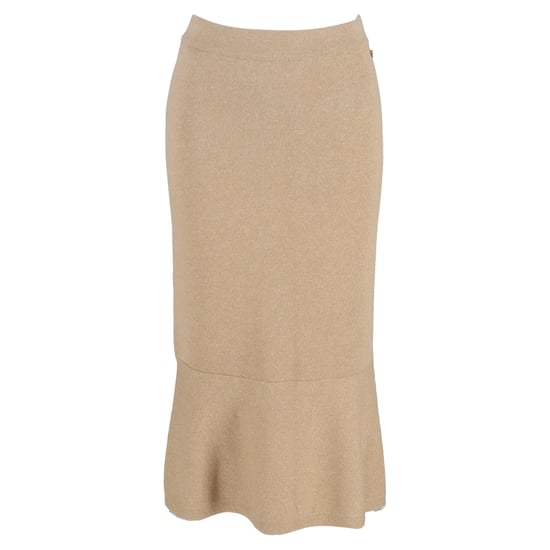 Chanel Ausgestellter Midirock aus goldfarbenem Kaschmir - Image 1