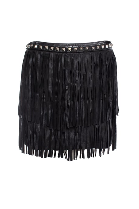Philipp Plein Lederfransen Minirock - Image 1
