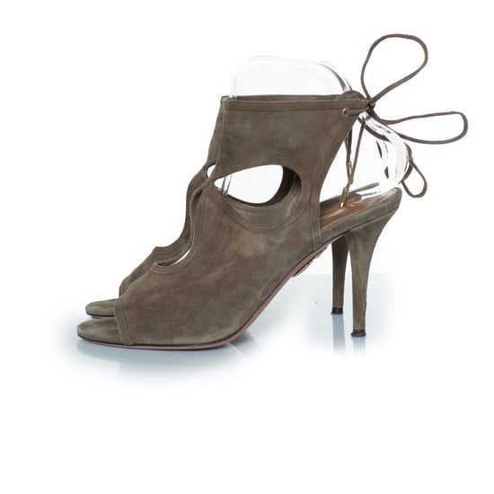 Aquazzura Khaki grüne sexy Cutout-Wildledersandalen - Image 2