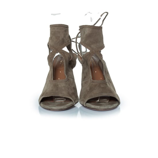 Aquazzura Khaki grüne sexy Cutout-Wildledersandalen - Image 4