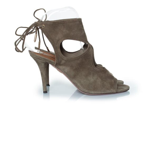 Aquazzura Khaki grüne sexy Cutout-Wildledersandalen - Image 5