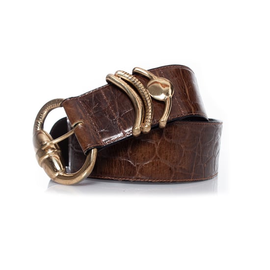 Gianni Versace brauner Gürtel aus Leder mit Krokodilprägung - Image 2