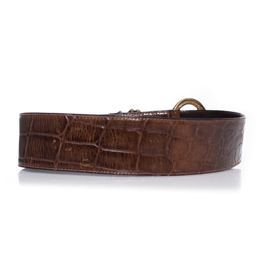 Gianni Versace brauner Gürtel aus Leder mit Krokodilprägung - Image 3