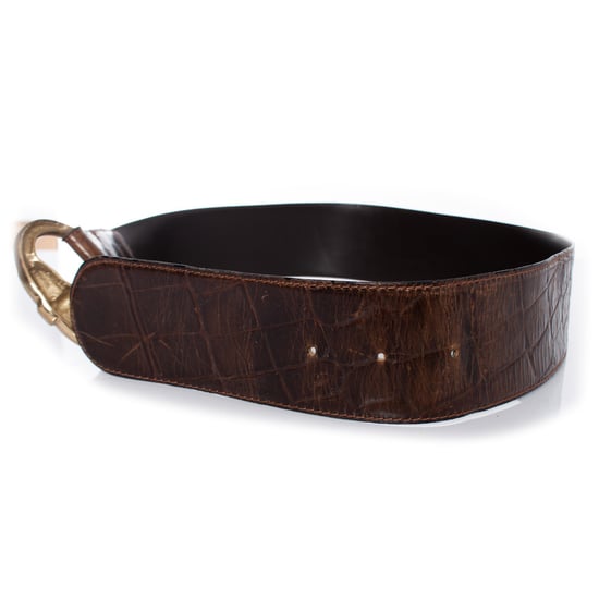 Gianni Versace brauner Gürtel aus Leder mit Krokodilprägung - Image 4