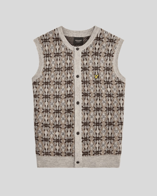 Lyle & Scott Strickjacke mit gebürsteter Intarsienstruktur – Grau - Image 5