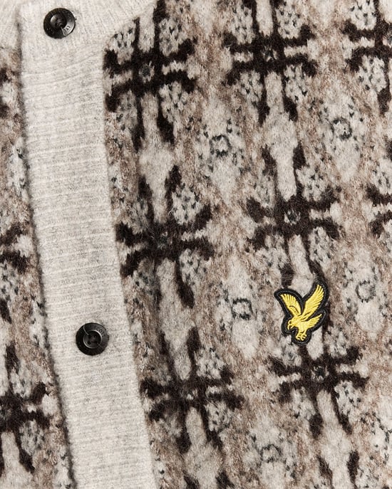 Lyle & Scott Strickjacke mit gebürsteter Intarsienstruktur – Grau - Image 6