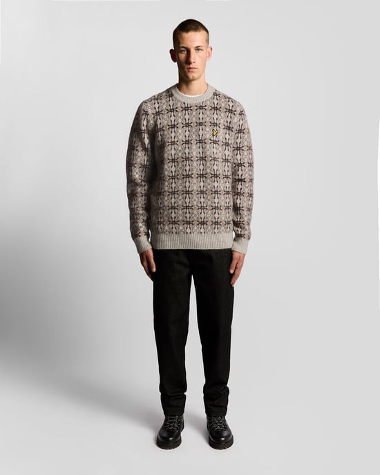 Lyle & Scott Strickpullover mit gebürsteter Intarsienstruktur – Grau - Image 2