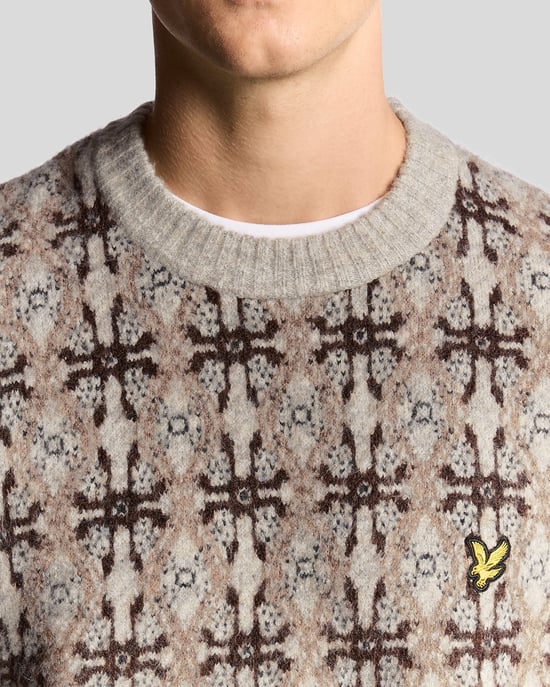 Lyle & Scott Strickpullover mit gebürsteter Intarsienstruktur – Grau - Image 3