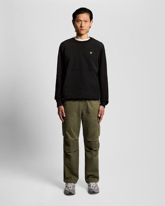 Lyle & Scott Sweatshirt mit halben Raglanärmeln und Einsätzen - Schwarz - Image 3