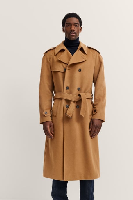 Bugatti Herren Trenchcoat zweireihig mit Gürtel, Woll-Kaschmir-Mix - Image 1