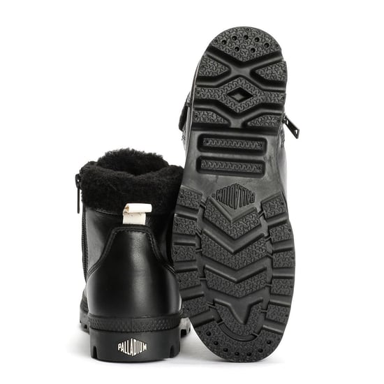 Palladium Pampa HI Snow Warm Leder Damen Schwarze Stiefel - Image 4
