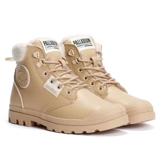Palladium Pampa HI Snow Warm Leder Damen Beigefarbene Stiefel - Image 1