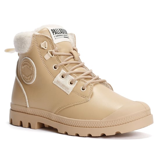 Palladium Pampa HI Snow Warm Leder Damen Beigefarbene Stiefel - Image 2