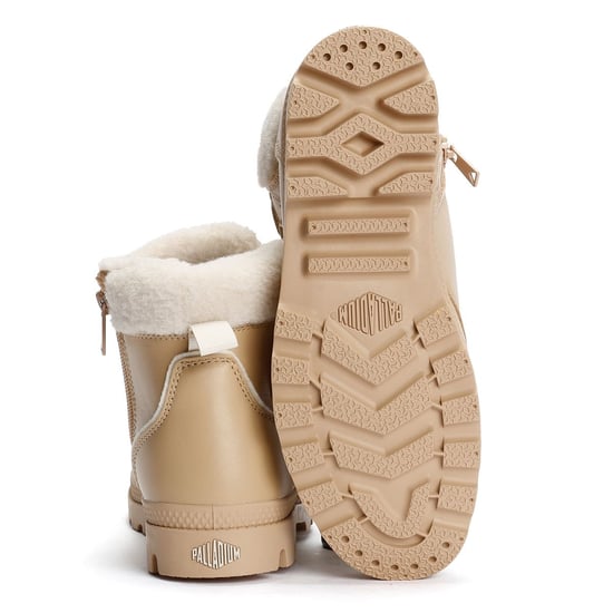 Palladium Pampa HI Snow Warm Leder Damen Beigefarbene Stiefel - Image 4