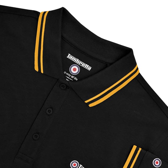 Lambretta - Poloshirt für Herren, Groß und Hoch (Schwarz/Gold) - Image 3
