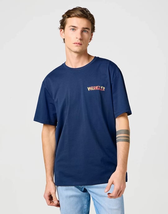 Wrangler - T-Shirt mit großem Aufdruck - Marineblau - Image 1