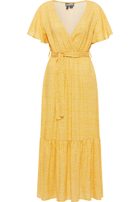 Dreimaster Kleid Damen Senfgelb Wollweiss - Image 1