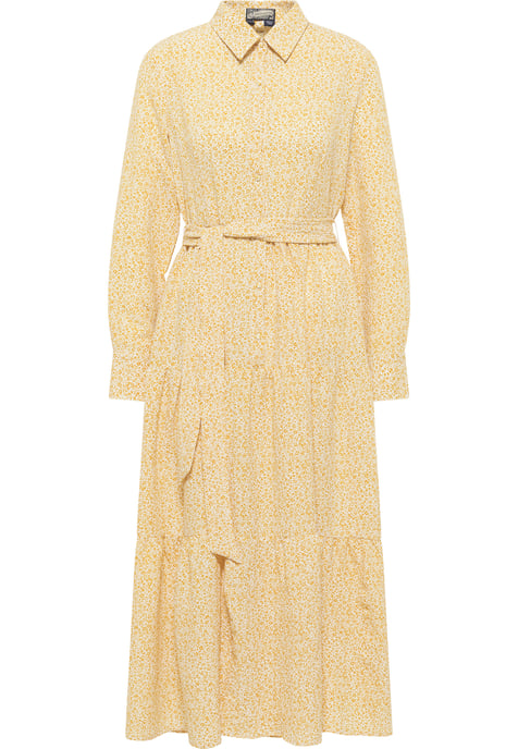 Dreimaster Maxikleid mit Blumenprint Damen Senfgelb Wollweiss - Image 1